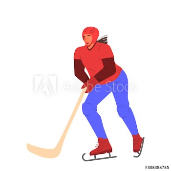 Isolated vector illustration of female hockey team athlete