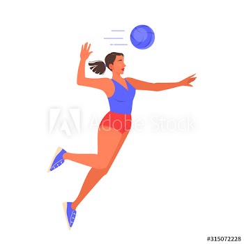 Isolated vector illustration of female volleyball player