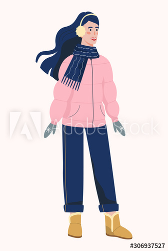 Isolated vector illustration of people wearing warm winter