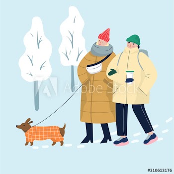 Isolated vector illustration of people wearing warm winter clothes