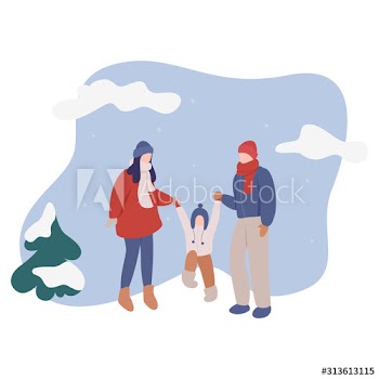 Isolated vector illustration of people wearing warm winter clothes