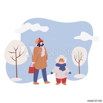Isolated vector illustration of people wearing warm winter clothes