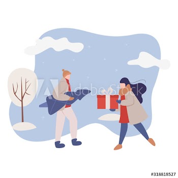 Isolated vector illustration of people wearing warm winter clothes