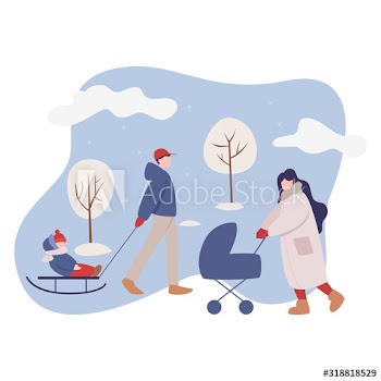 Isolated vector illustration of people wearing warm winter clothes