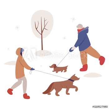 Isolated vector illustration of people wearing warm winter clothes