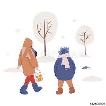 Isolated vector illustration of people wearing warm winter clothes
