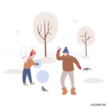 Isolated vector illustration of people wearing warm winter clothes