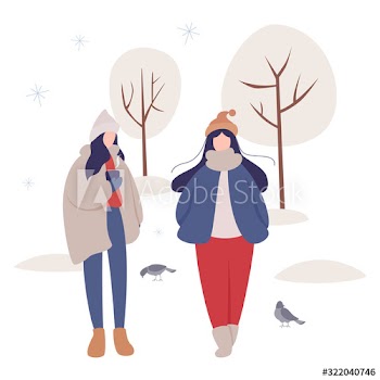 Isolated vector illustration of people wearing warm winter clothes