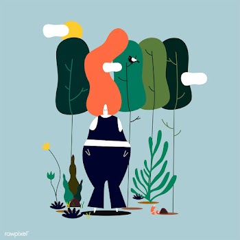 Isolated woman standing in the forest illustr.. | Free stock vector - 462214