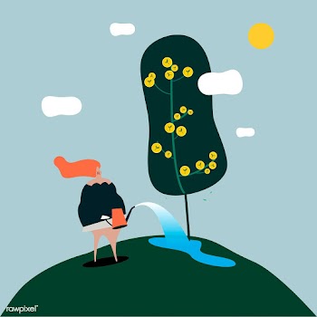 Isolated woman watering the tree illustration | Free stock vector - 462209