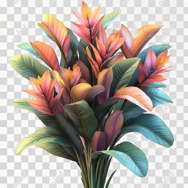 Isometric 3D Rendering of a Bird of Paradise Plant