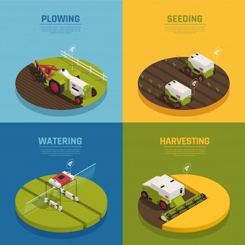 Isometric agriculture automation banner collection Free Vector