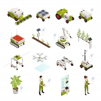 Isometric agriculture automation elements collection Free Vector