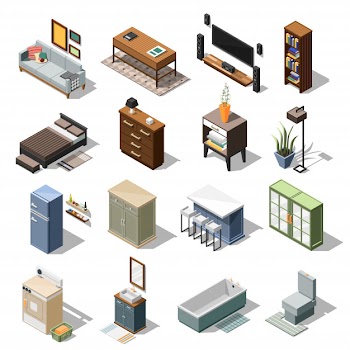 Isometric apartment furniture set Free Vector