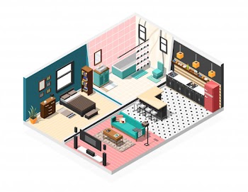 Isometric apartment interior Free Vector