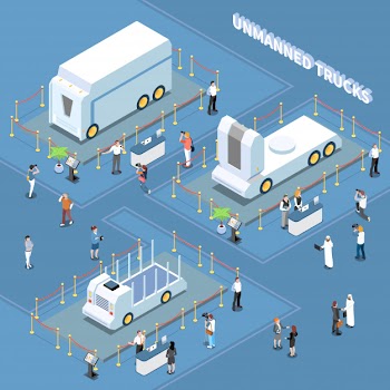 Isometric autonomous vehicles parking Free Vector