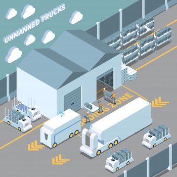 Isometric autonomous vehicles parking Free Vector