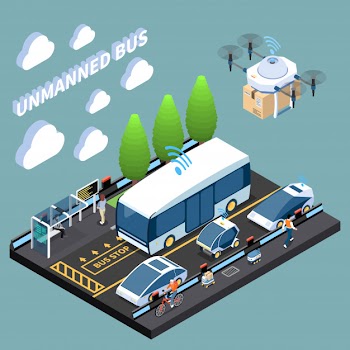 Isometric autonomous vehicles parking Free Vector