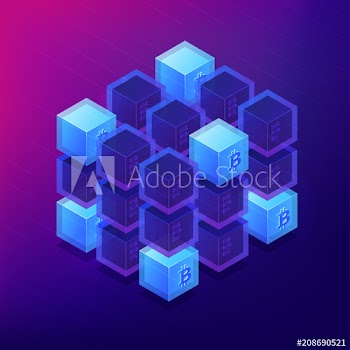 Isometric blockchain technology concept