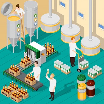 Isometric brewery background Free Vector