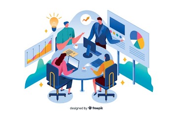 Isometric business people in a meeting Free Vector