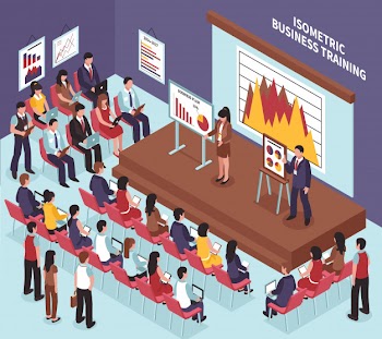 Isometric business training Free Vector