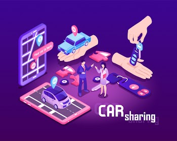 Isometric car sharing illustration Free Vector