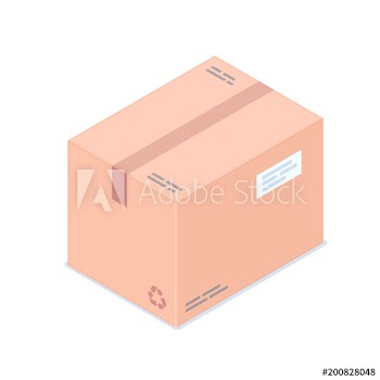 Isometric cardboard box isolated on white background