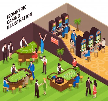 Isometric casino illustration Free Vector