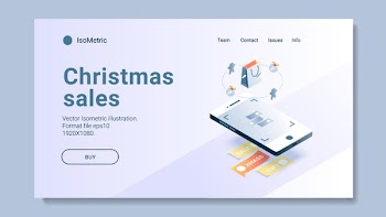 Isometric Christmas shopping banners and buttons set. Online shopping. Online sale. Christmas sale banners set with gifts and isometric design. Vector illustration