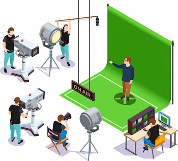 Isometric cinematograph illustration Free Vector
