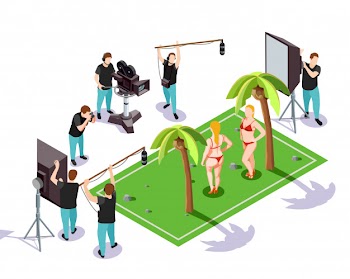 Isometric cinematograph illustration Free Vector
