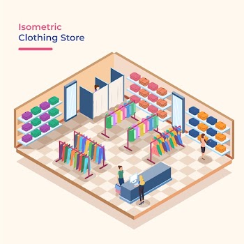 Isometric clothing store Free Vector
