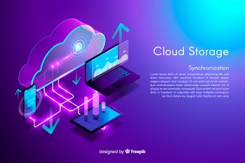 Isometric cloud storage background Free Vector