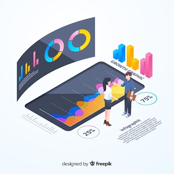 Isometric colorful monitoring infographic template Free Vector
