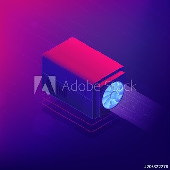 Isometric cryptocurrency miner concept