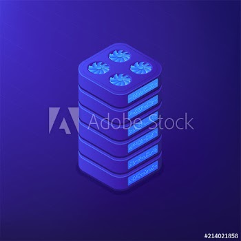 Isometric data storage, hard drive and hosting concept