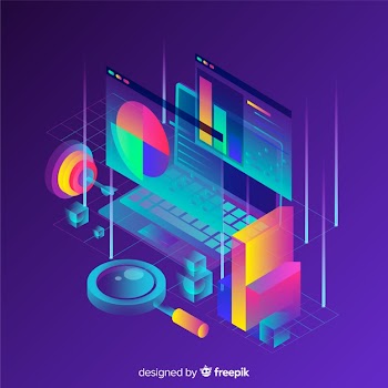 Isometric data visualization concept background