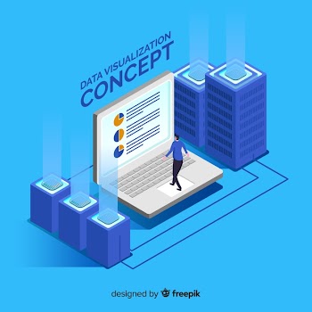 Isometric data visualization concept background