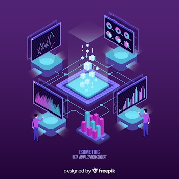Isometric data visualization concept background Free Vector