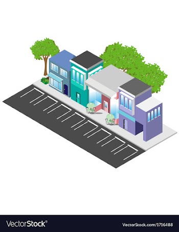  					Isometric downtown shops vector image														