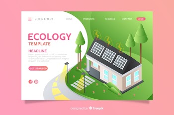Isometric ecology landing page template Free Vector