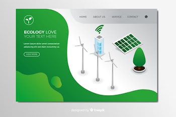 Isometric ecology landing page template Free Vector
