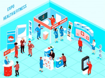 Isometric expo illustration Free Vector