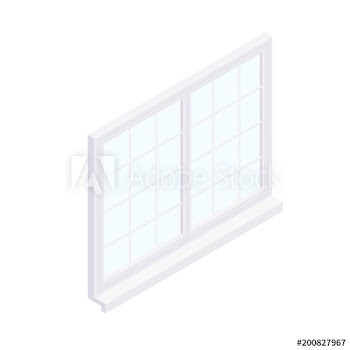 Isometric facade window frame isolated on white background