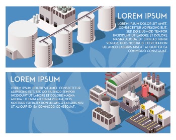 Isometric factory banners Free Vector