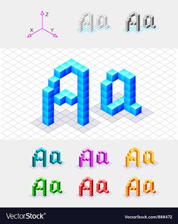 Isometric font from the cubes Letter A vector image