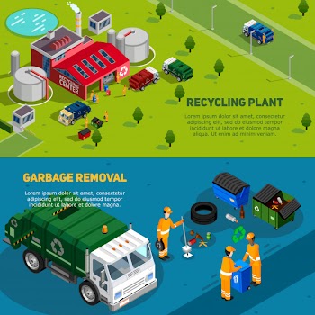 Isometric garbage banners