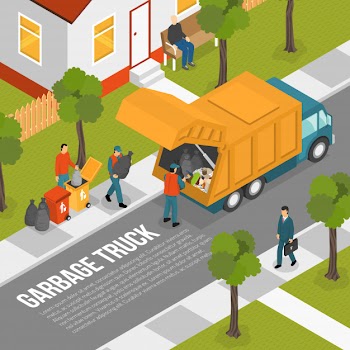 Isometric garbage recycling composition Free Vector