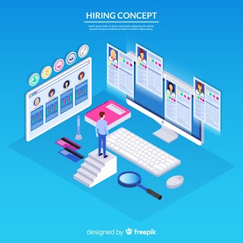 Isometric hiring concept background Free Vector